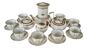 Antique French Porcelain Coffee Tea Set, 1865, Set of 13