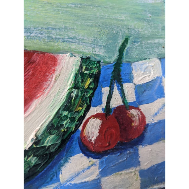 Original Folk Art Watermelon Painting Framed For Sale - Image 4 of 10