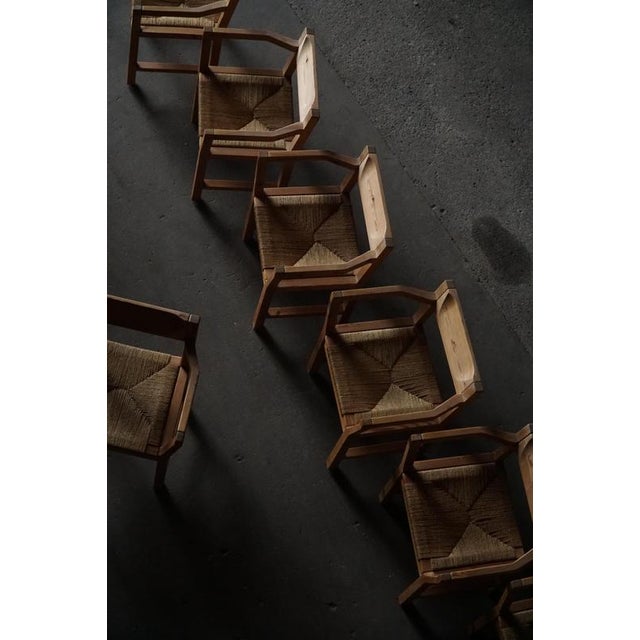Danish Dining Chairs in Pine and Woven Paper Cord by Tage Poulsen, 1970s, Set of 8 For Sale - Image 4 of 18