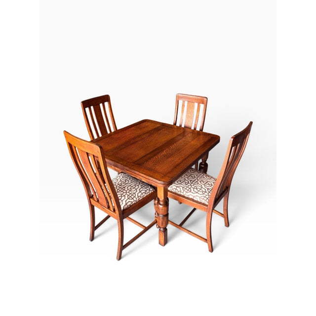 1930s Solid Quarter Sawn “Tiger Oak” Draw Leaf Table For Sale - Image 10 of 11