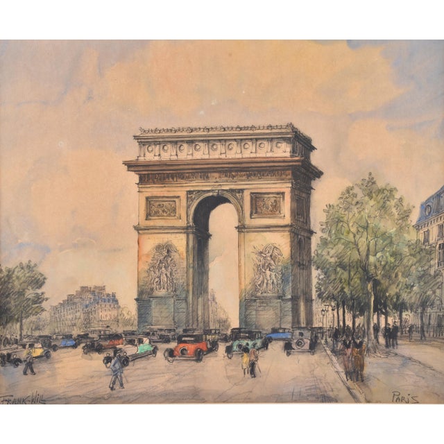 1920s The Arc De Triomphe, Paris, 1920, Gouache & Watercolor For Sale - Image 5 of 8