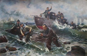 Soviet Marines Oil Painting, Ukrainian Artist, 1970s 113-173