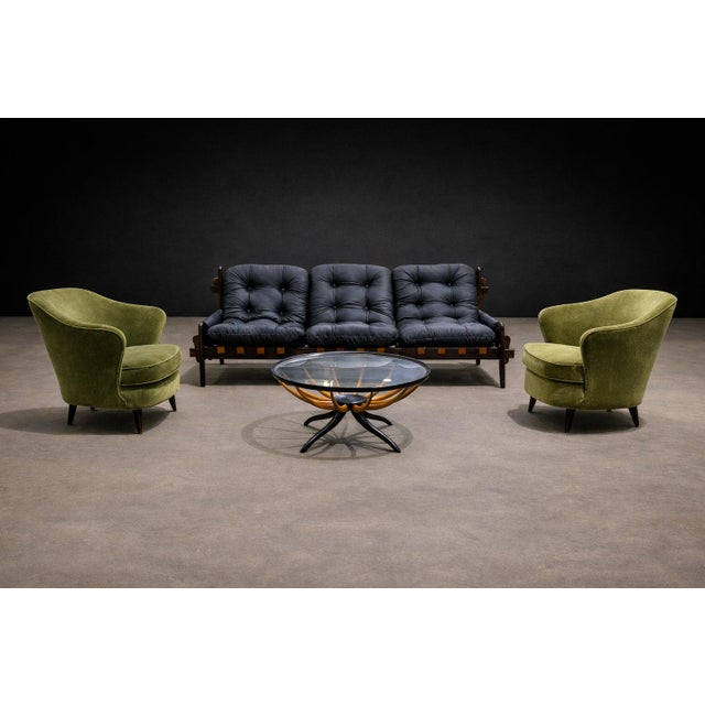 Wood Brazilian Modern Three-Seat Leather Sofa in Rosewood & Leather by Jean Gillon, 1970s For Sale - Image 7 of 14