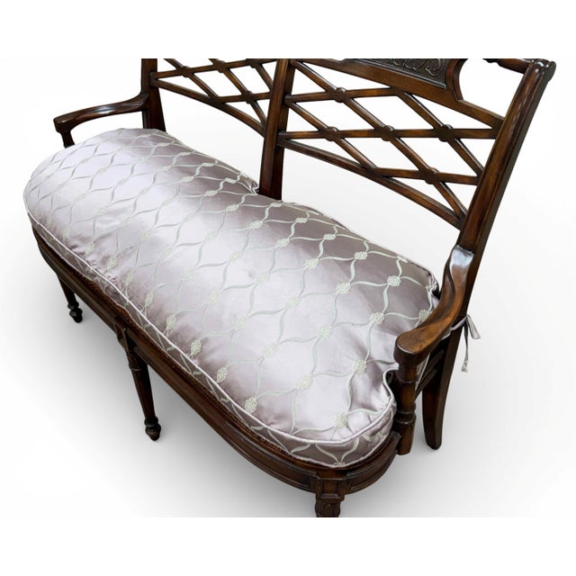 Theodore Alexander Regency Cane Seat Carved Wood Settee For Sale - Image 12 of 18