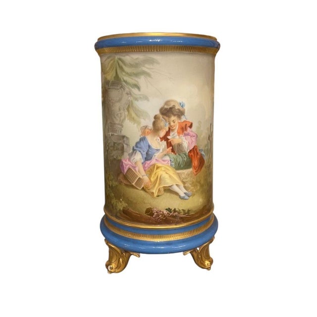 French Late 19th Century Pair of French Sèvres Style Porcelain Vases. For Sale - Image 3 of 10
