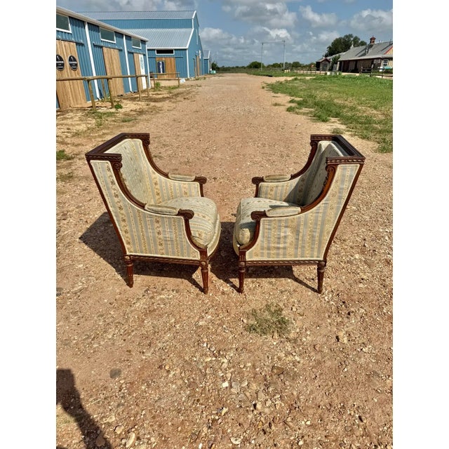 French 19th Century French Louis XVI Bergère or Armchair- A Pair For Sale - Image 3 of 12