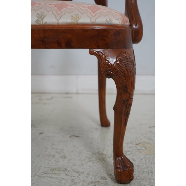 Pair of George III Style Burl Walnut Dining Armchairs For Sale - Image 13 of 18