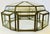 Vintage brass-framed octagonal flush mount light shade with clear glass panels. Measures 10.5” with a 9.25” opening. 1.25”...
