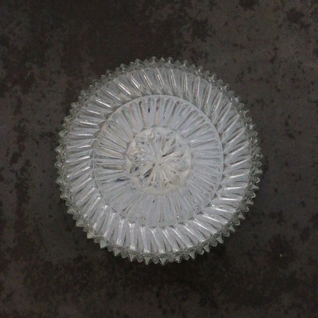 Mid-Century Round Clear Glass Sconces Flush Mount For Sale - Image 4 of 7
