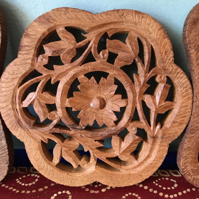 1990s 1990s Hand-Carved Trivets - Set of 3 For Sale - Image 5 of 10