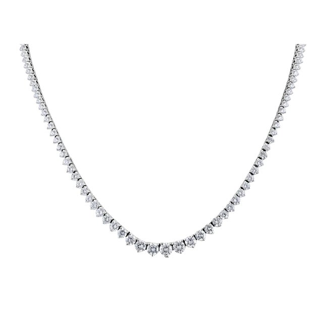 Natural 15.50 CTTW Graduated Diamond Riviera Necklace in Platinum 900 For Sale