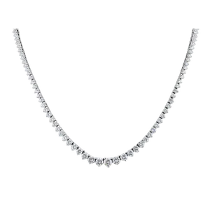 Natural 15.50 CTTW Graduated Diamond Riviera Necklace in Platinum 900