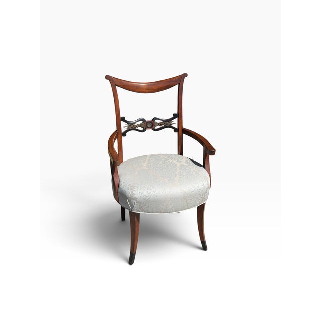 Traditional Antique Regency Style Mahogany & Ebony Arm Chairs For Sale - Image 3 of 6