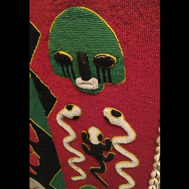 1950s 1950s Yoruba Ceremonial Beaded Sango Tunic With Custom Metal Floor Stand - 50" H X 30" W For Sale - Image 5 of 5