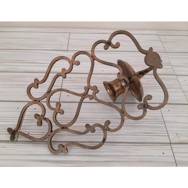 Mid 20th Century Brass Scrolled Heart Candle Sconces a Pair For Sale - Image 5 of 5