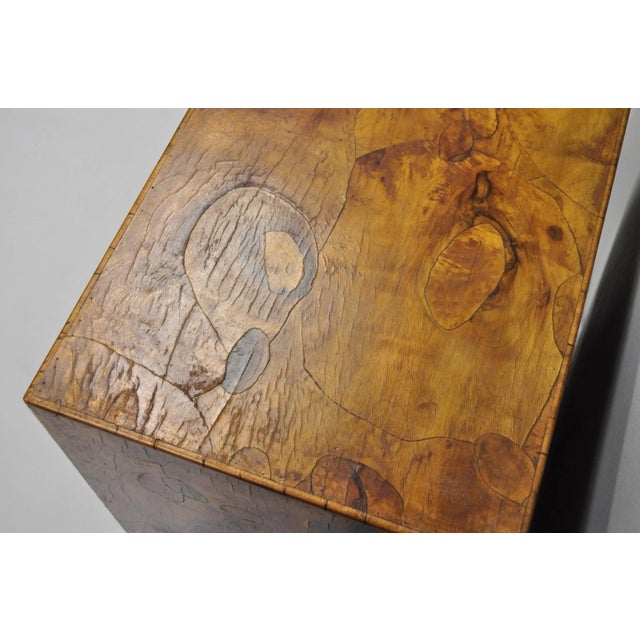 Vintage Italian Olive Wood Veneer Campaign Chest of Drawers Cabinet Side Table For Sale - Image 11 of 18