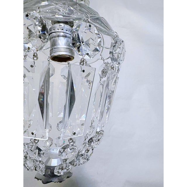 Metal Vintage Glass Dish Basket Chandelier For Sale - Image 7 of 8