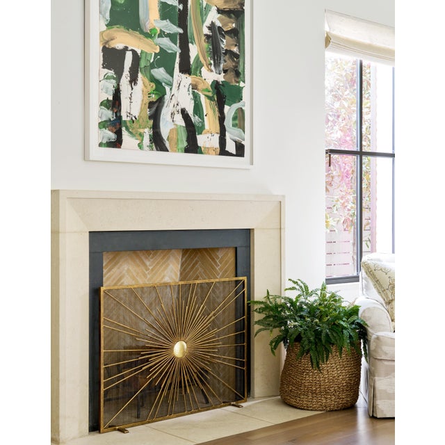 Aged Gold Sunburst Fireplace Screen For Sale - Image 10 of 12