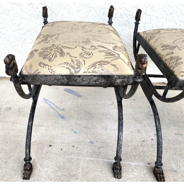 Pair of Curule Benches Footstools With Lion Motif For Sale - Image 11 of 18