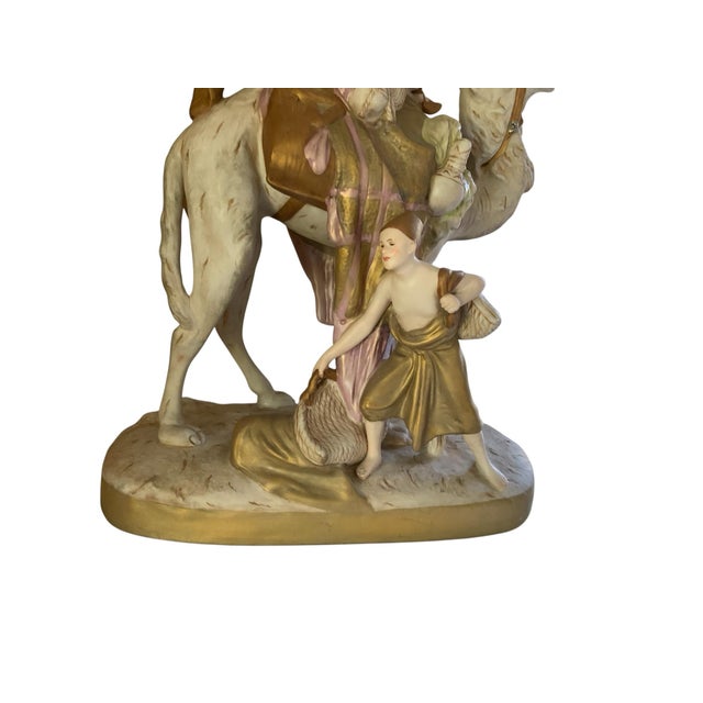 Antique Royal Dux Bohemia Porcelain Sculpture Bedouin Arab on Camel Made in Czechoslovakia 1920s. Approx. 18" High × 14"...