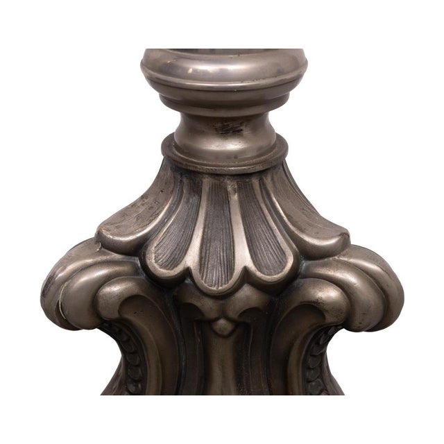Metal Antique Rococo Pewter Floor Lamp, Italy, 1900s For Sale - Image 7 of 10