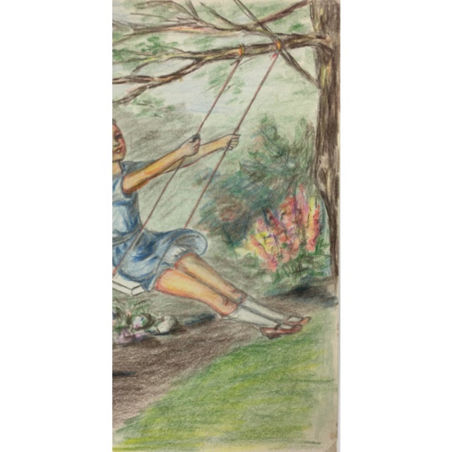 1960s Impressionist Style Figurative Pencil Drawing For Sale - Image 4 of 4