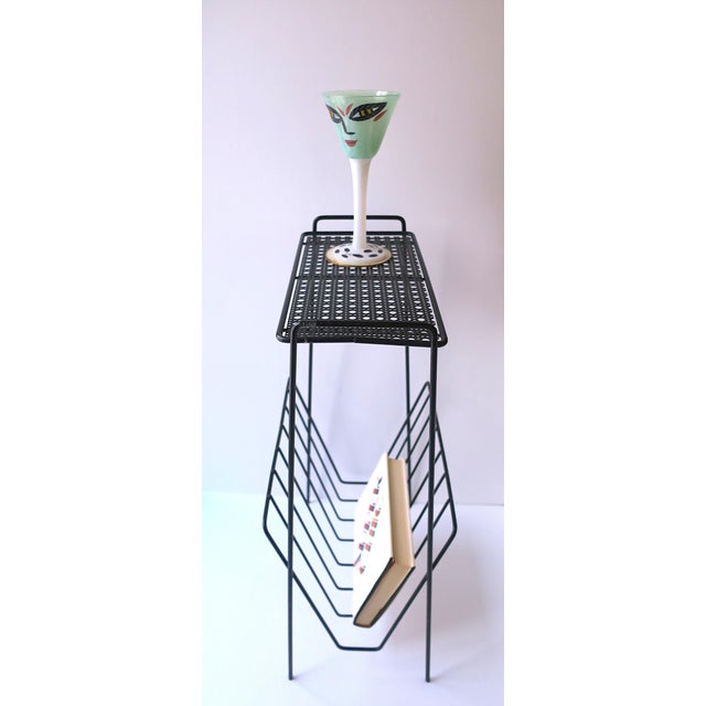 Metal Midcentury Modern Side Drinks Table With Rack Black, Circa Mid-20th Century For Sale - Image 7 of 11