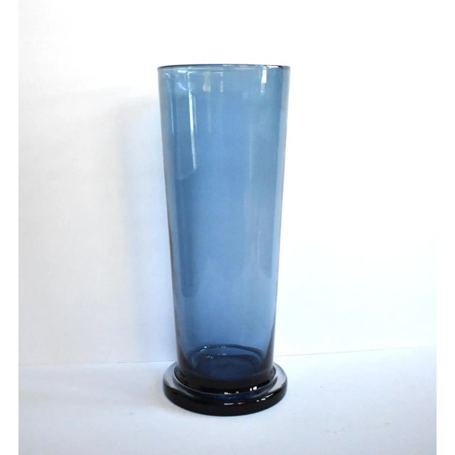 Mid-Century Modern Pair of Mid-Century Cobalt Blue Blown Glass Vases For Sale - Image 3 of 9