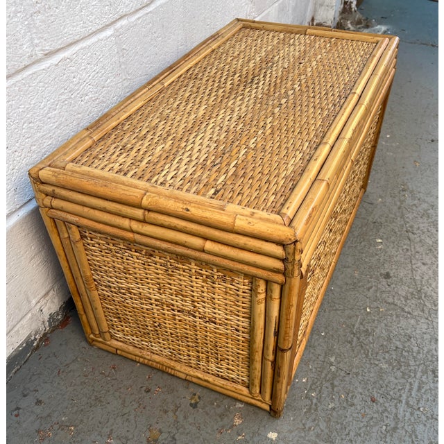 Mid 20th Century Vintage Woven Rattan and Bamboo Chest For Sale - Image 5 of 9