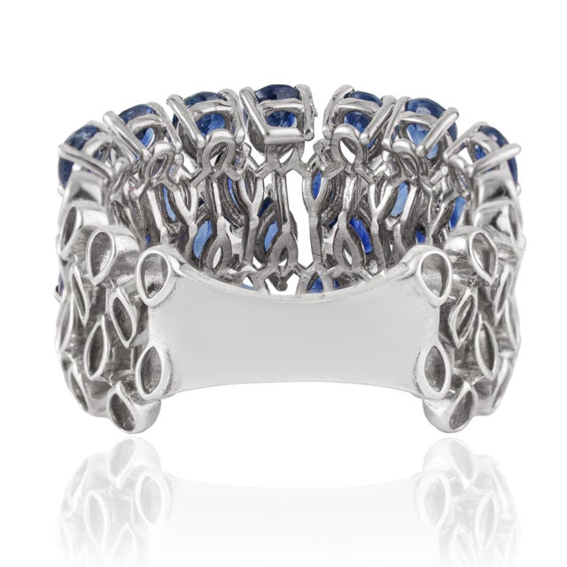 Not Yet Made - Made To Order 3.4 Ct Certified Natural Blue Sapphire Three Row Mosaic Cluster Ring, Size 7 For Sale - Image 5 of 14