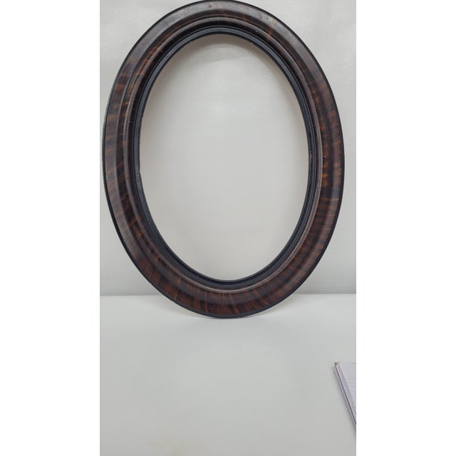 1930 Oval Wood Picture Frame Surround 24" Faux Tortoise Shell, Old World Portrait Display For Sale - Image 12 of 13