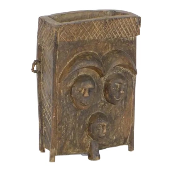 Rustic Carved Wooden Box For Sale