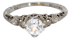 Vintage 18k White Gold Ring With ~0.5ct Center Stone - Size 6