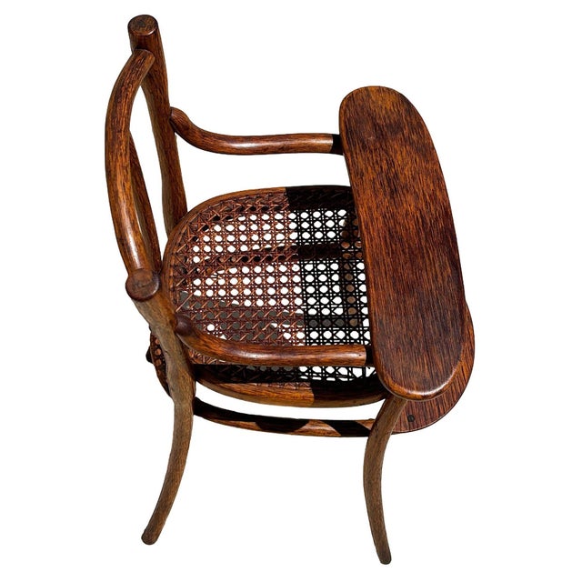 Antique Vienna Secession Bent Oak & Caine Children's High Chair by Thonet For Sale - Image 4 of 8