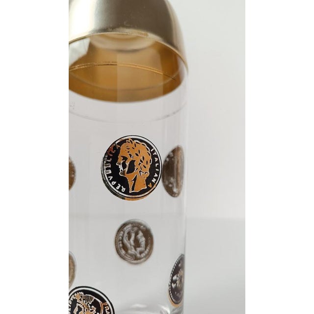 Mid-Century Italian Glass Cocktail Shaker with Coins Decor, 1950s For Sale - Image 6 of 18