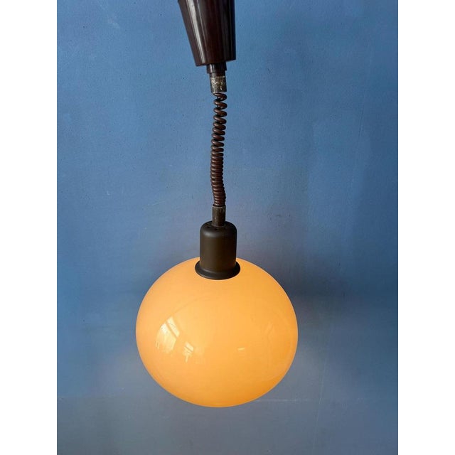 Vintage Beige Acrylic Glass Mushroom Pendant Lamp For Sale - Image 4 of 11