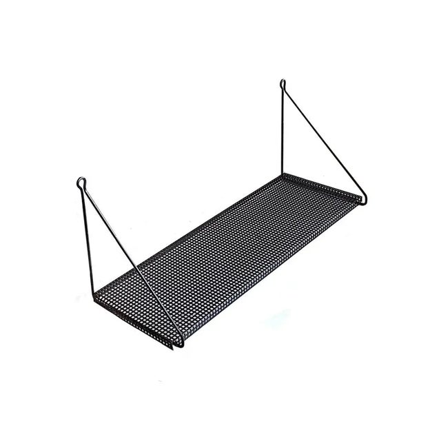 Mid-Century Perforated Metal Magazine Rack & Shelf, Set of 2 For Sale - Image 4 of 8