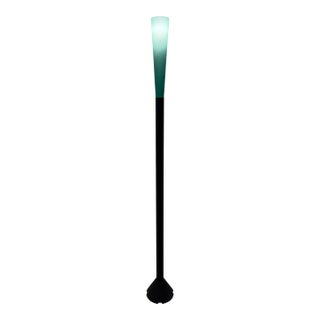 Koch and Lowy Postmodern Green Glass and Steel Floor Lamp, 1990s For Sale