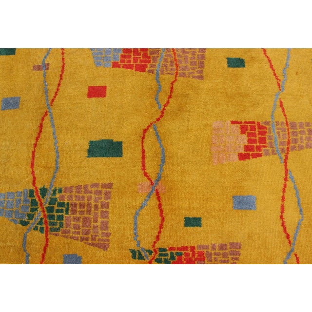 Mid 20th Century Mid-Century Modern Rug Turkish Carpet in Bright Yellow Red Blue Green & Pink For Sale - Image 9 of 13