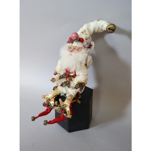 American Vintage Mark Roberts Hanging Christmas Fairy Ornament, White Red & Gold, C. 2000–2005 For Sale - Image 3 of 7