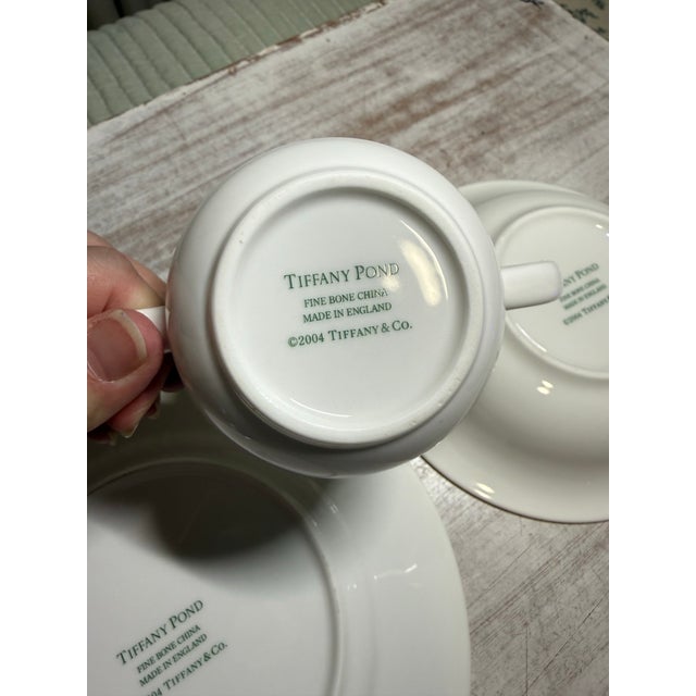 Tiffany & Co Bone China 3 Piece Child’s Dining Set “Pond” Pattern For Sale - Image 9 of 12