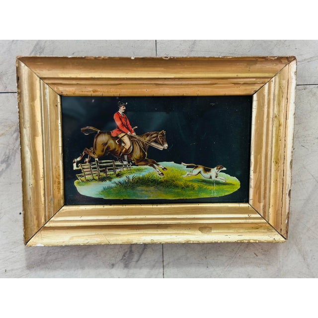 Hunting Scene in Antique Gold Gilt Frame For Sale - Image 9 of 9