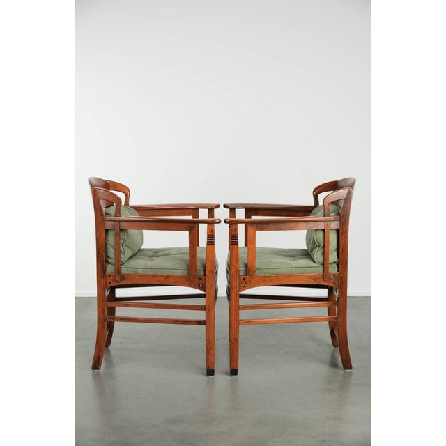 Art Nouveau Jugendstil Dining Chairs with Suede Upholstery from Schuitema, Set of 4 For Sale - Image 3 of 18
