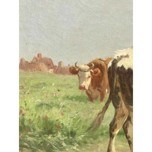 Aymar Alexandre Pezant, Cows in a Meadow in Spring, Oil on Canvas, Framed For Sale - Image 6 of 10
