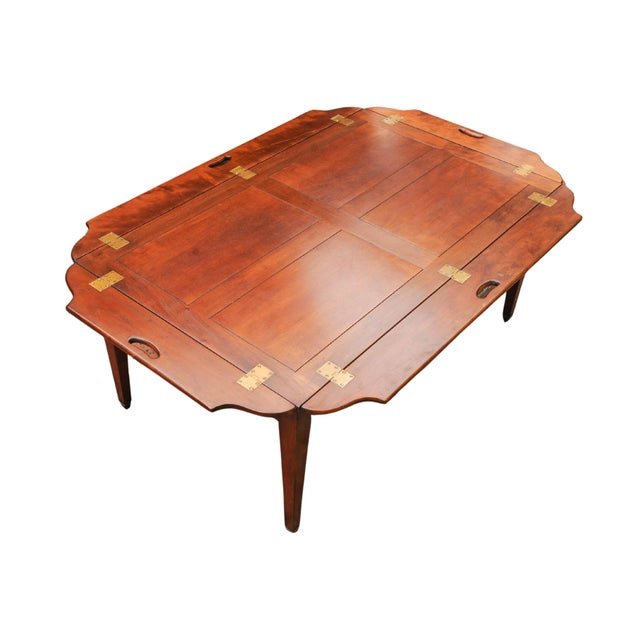 Campaign Mahogany and Brass Butlers Coffee Table by Kennedy Furniture for Harrods For Sale - Image 3 of 12