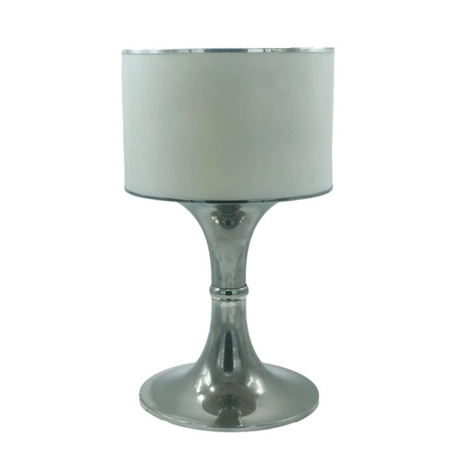 Silver Metal Table Lamp with White Acrylic Shade, Italy, 1970s For Sale - Image 3 of 7