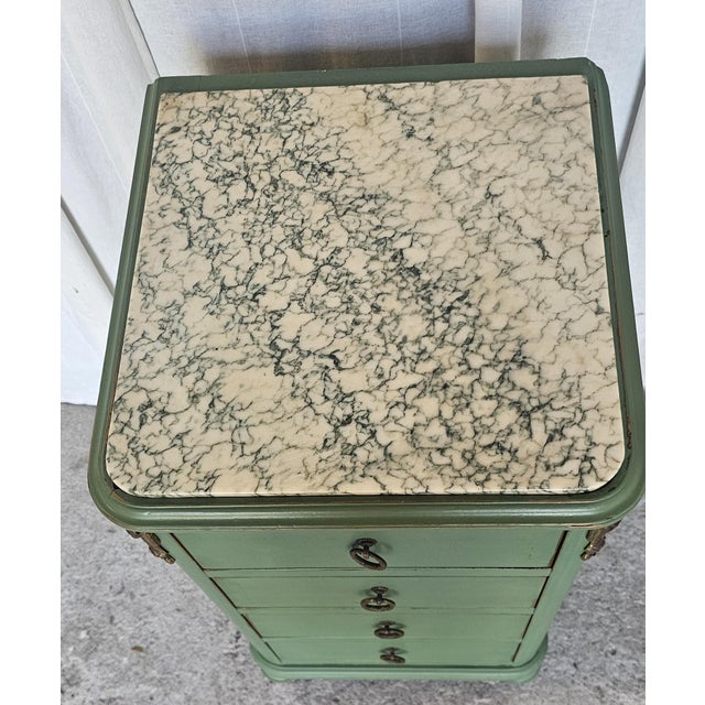 Vintage Pair of Nightstands, French Louis XVI Style Marble-Top For Sale - Image 4 of 18