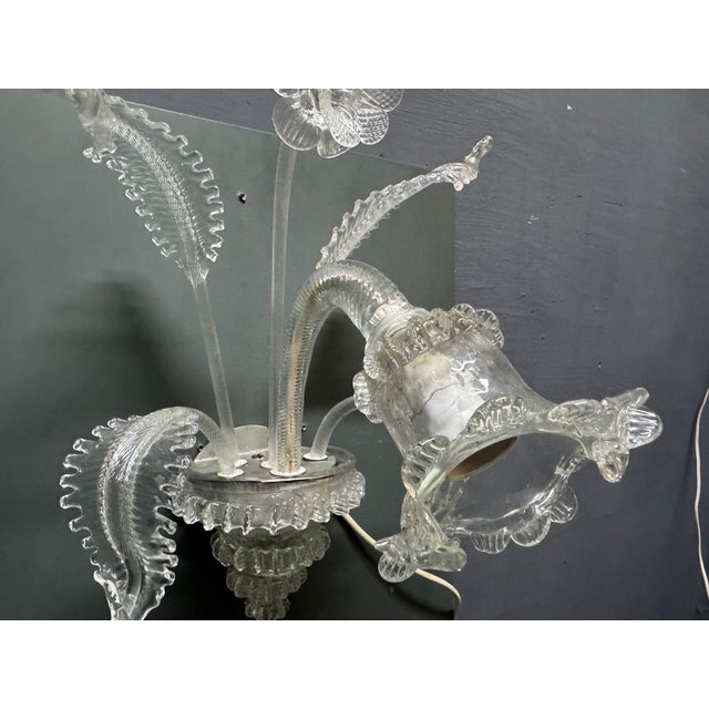 Glass Vintage Venetian Murano Glass Wall Sconces, 1970s, Set of 2 For Sale - Image 7 of 13