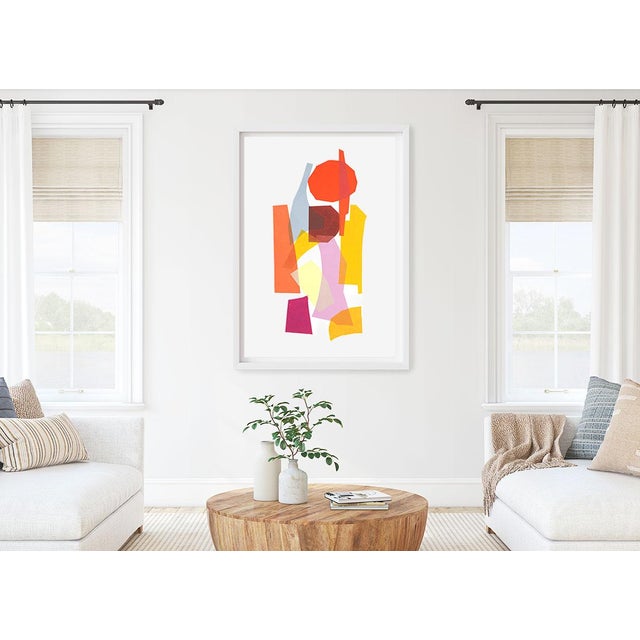 "Float" by Liz Roache (orange, pink, yellow, brown, blue) This Modern Mid Century, Contemporary Fine Art Print was created...