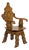 Moroccan Richly Inlaid Armchair with Carved Back and Scrolling Arms, circa 1900 For Sale